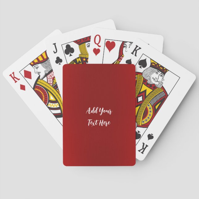 Professional handwriting add text modern red poker cards (Back)