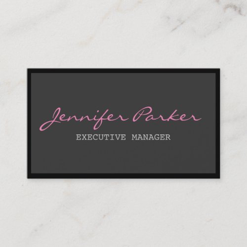 Professional Handwriting Grey Pink Stylish Business Card