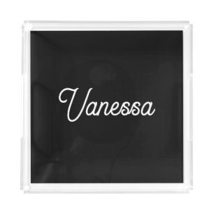 Professional handwriting name custom black acrylic tray