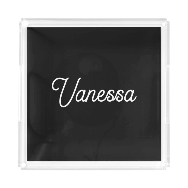 Professional handwriting name custom black acrylic tray (Front)