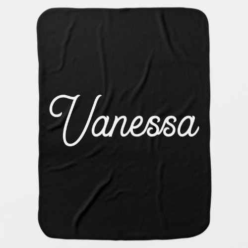 Professional handwriting name custom black baby blanket