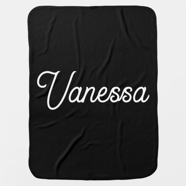 Professional handwriting name custom black baby blanket (Front)