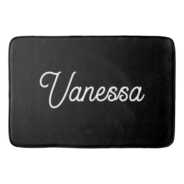 Professional handwriting name custom black bath mat (Front)