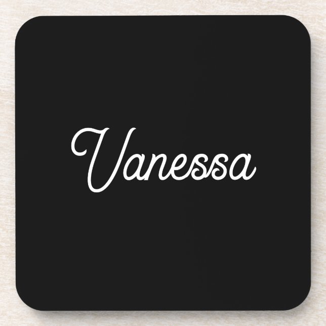 Professional handwriting name custom black beverage coaster (Front)