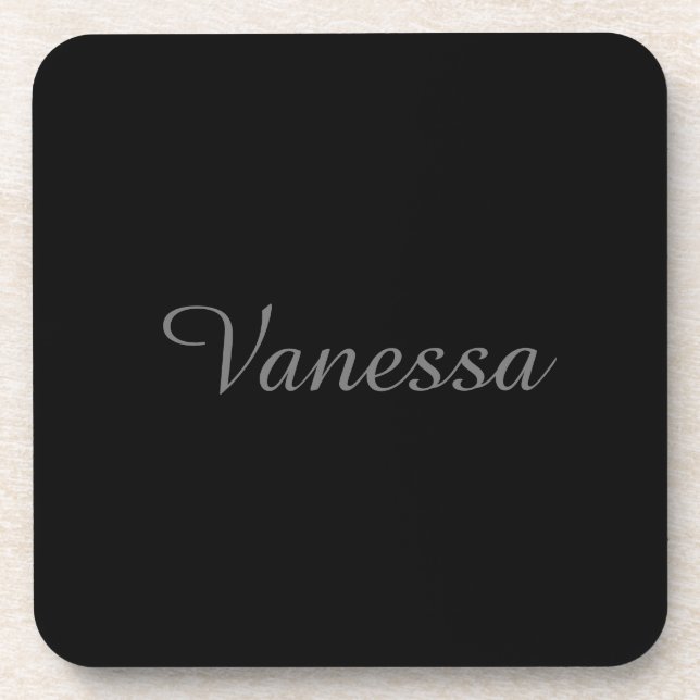 Professional handwriting name custom black beverage coaster (Front)