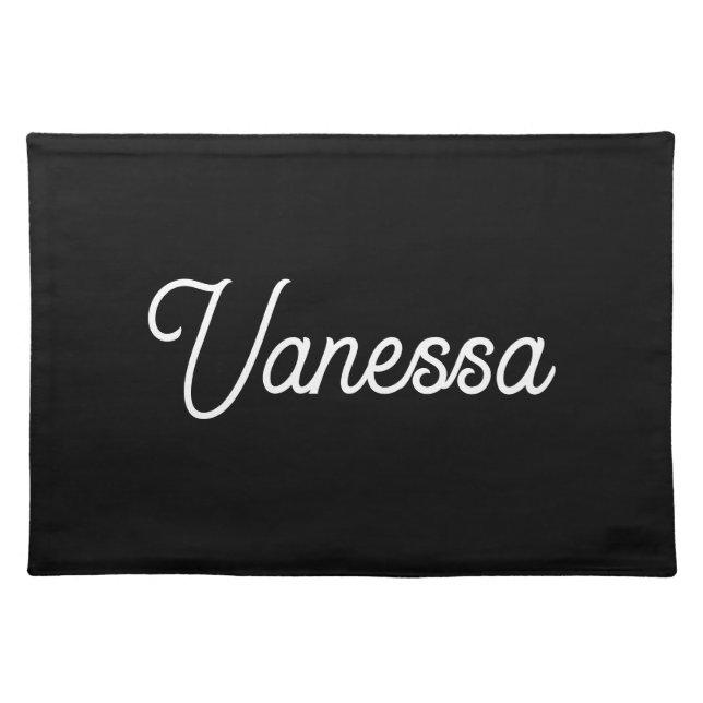 Professional handwriting name custom black cloth placemat (Front)