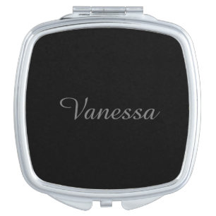 Professional handwriting name custom black compact mirror