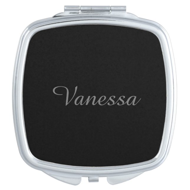 Professional handwriting name custom black compact mirror (Front)