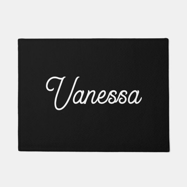 Professional handwriting name custom black doormat (Front)