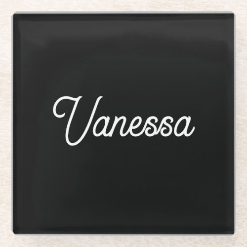 Professional handwriting name custom black glass coaster