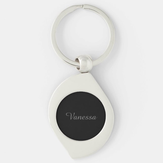 Professional handwriting name custom black keychain (Front)