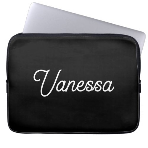 Professional handwriting name custom black laptop sleeve