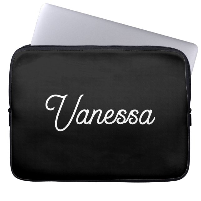 Professional handwriting name custom black laptop sleeve (Front)