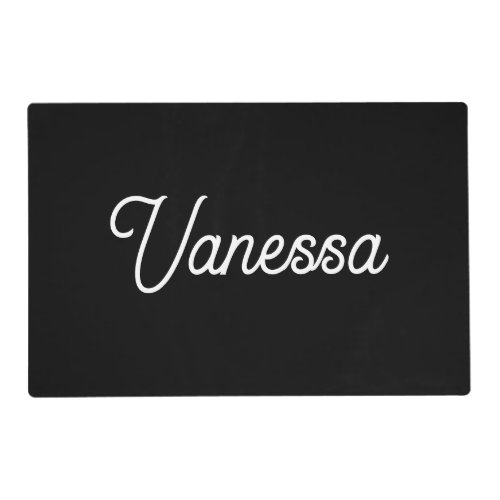 Professional handwriting name custom black placemat