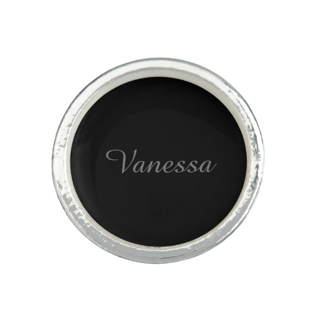 Professional handwriting name custom black ring (Front)