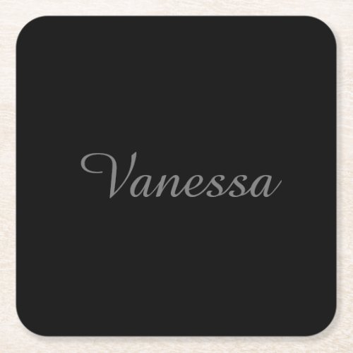 Professional handwriting name custom black square paper coaster