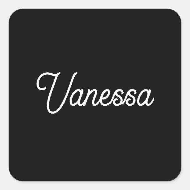 Professional handwriting name custom black square sticker (Front)