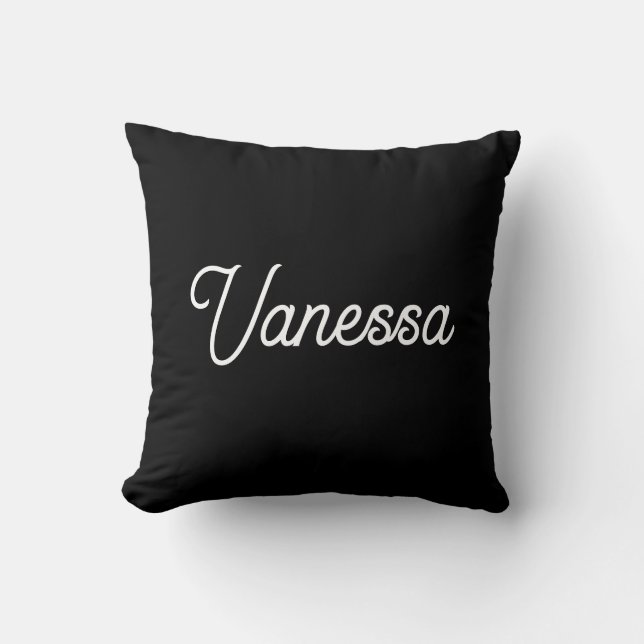 Professional handwriting name custom black throw pillow (Front)