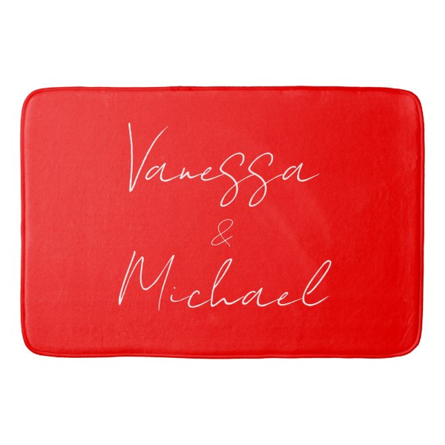 Professional handwriting name custom wedding bath mat (Front)