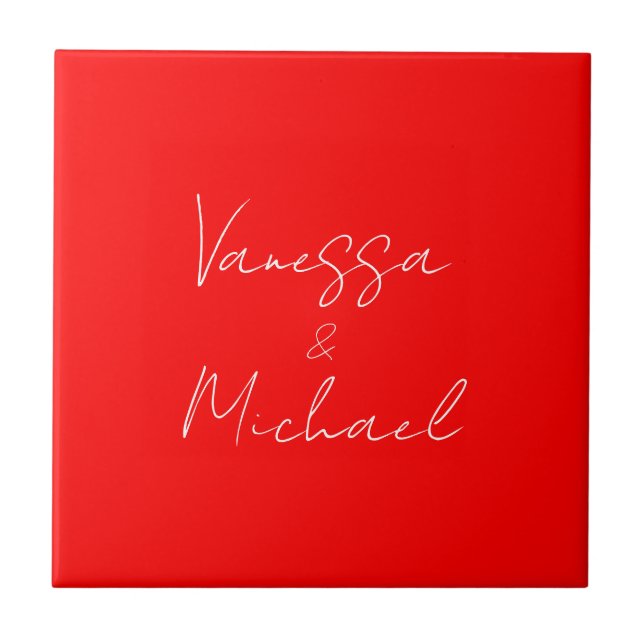 Professional handwriting name custom wedding ceramic tile (Front)