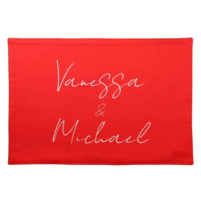 Professional handwriting name custom wedding cloth placemat (Front)