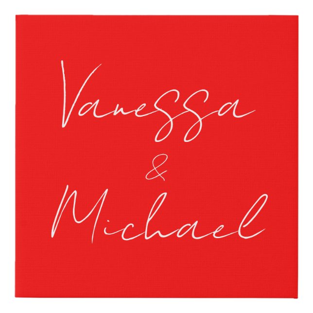 Professional handwriting name custom wedding faux canvas print (Front)