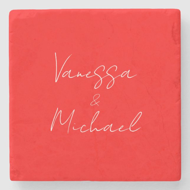 Professional handwriting name custom wedding stone coaster (Front)