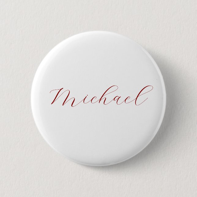 Professional handwriting name minimalist modern button (Front)