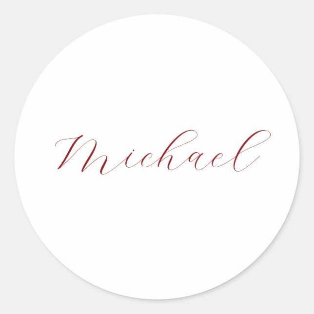 Professional handwriting name minimalist modern classic round sticker (Front)