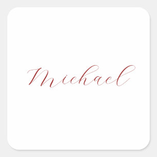 Professional handwriting name minimalist modern square sticker
