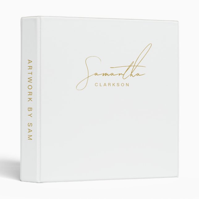 Professional Handwritten Gold Script Typography 3 Ring Binder (Front/Spine)