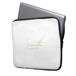 Professional Handwritten Gold Script Typography Laptop Sleeve