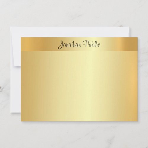 Professional Handwritten Script Name Elegant Gold Note Card