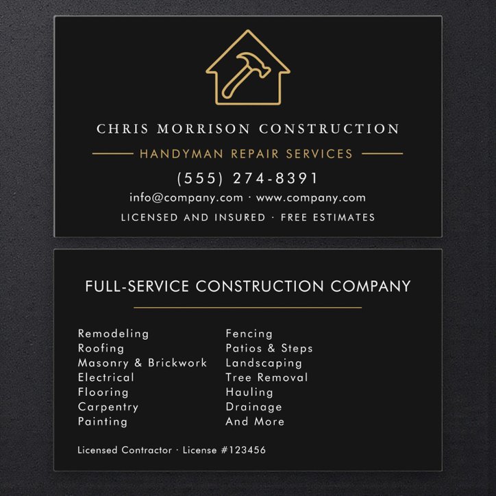 Professional Handyman Builder Business Card