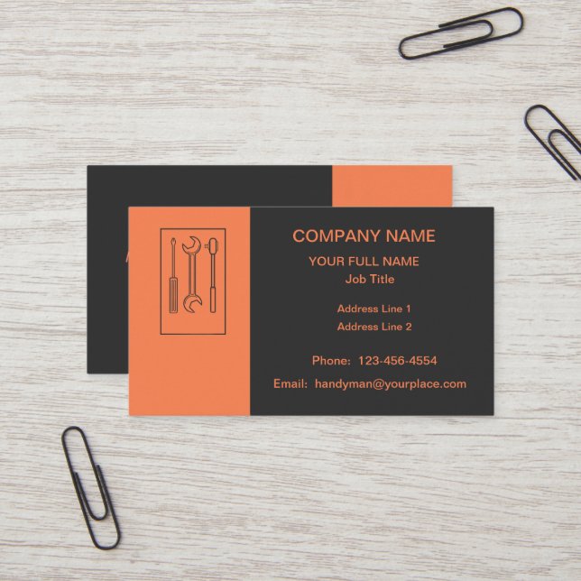 Professional Handyman  Business Card (Front/Back In Situ)