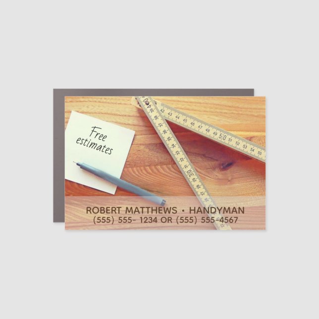 Professional  Handyman Carpenter Advertising Car Magnet (Front)