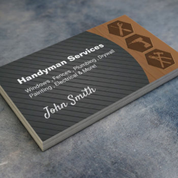 Professional Handyman Construction Remodeling Business Card by BlackEyesDrawing at Zazzle