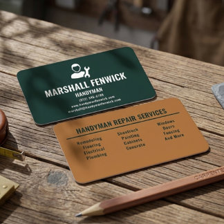 Professional Handyman Forest Green Copper Business Card