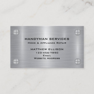 Professional Handyman Home Repair Metal Style Business Card