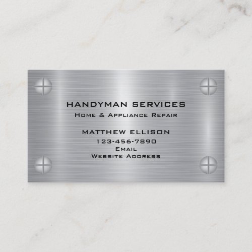 Professional Handyman Home Repair Metal Style Business Card