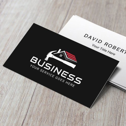 Professional Handyman House Repair Service Black Business Card