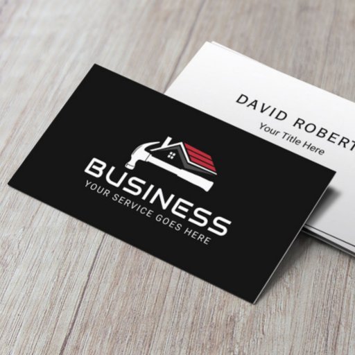 Customizable Professional Handyman House Repair Service Black Business Card