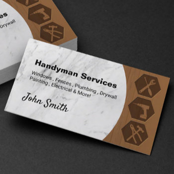Professional Handyman Remodeling Repair Marble Business Card by BlackEyesDrawing at Zazzle