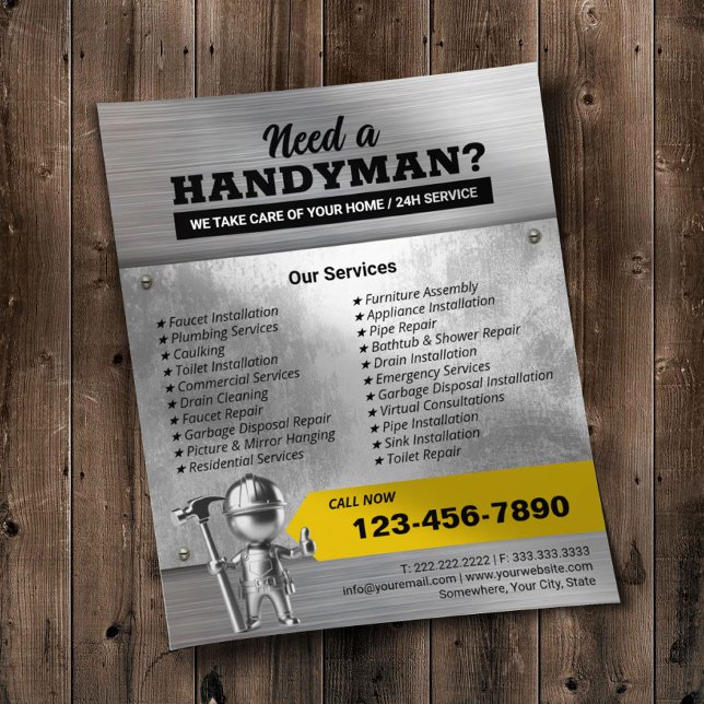 Professional Handyman Repair Service 3D Worker Flyer (Creator Uploaded)