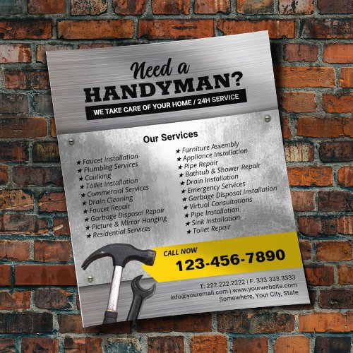 Professional Handyman  Repair Service Faux Metal Flyer
