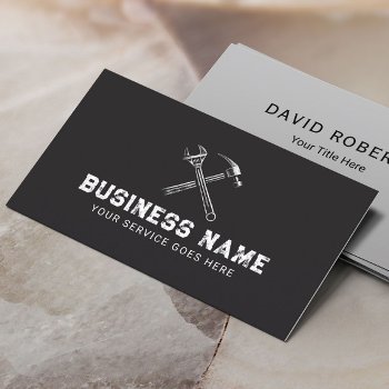 Professional Handyman Repair Service Plain Black Business Card by cardfactory at Zazzle