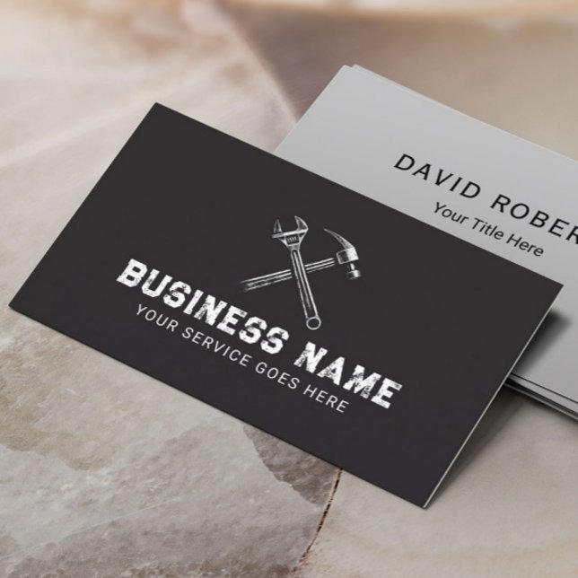 Professional Handyman Repair Service Plain Black Business Card (Creator Uploaded)