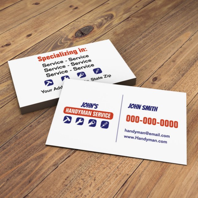 Professional Handyman Service Double Sided Business Card (Creator Uploaded)