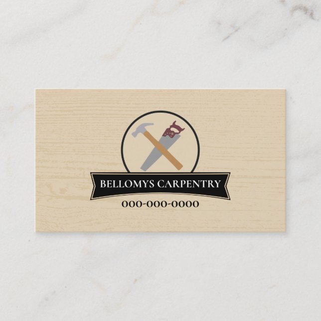Professional Handyman Wood Grain Business Card (Front)