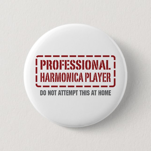 Professional Harmonica Player Pinback Button (Front)